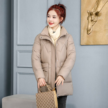 Winter down cotton coat women's glossy cotton coat mid-length warm jacket 2023 new Korean style large size top