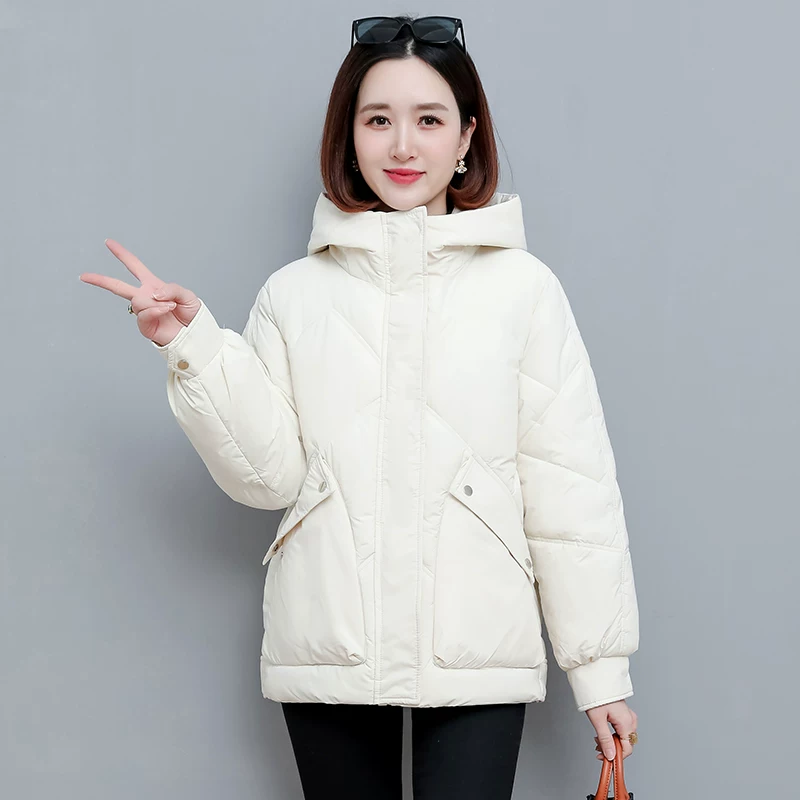 Winter keep warm capacious down jacket with down with hood, Korean style, plus size