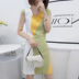Châu Âu ga 2019 hè nữ cao cấp Hàng châu Âu ngoại cổ chữ V Đầm dáng váy dáng ngắn phổ biến - Váy eo cao váy suông rút eo	 Váy eo cao