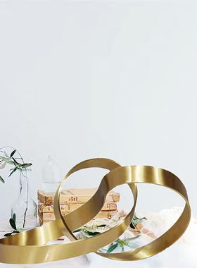 现代几何金属丝带黄铜摆件客厅北欧茶几大号创意简约家居桌面自制