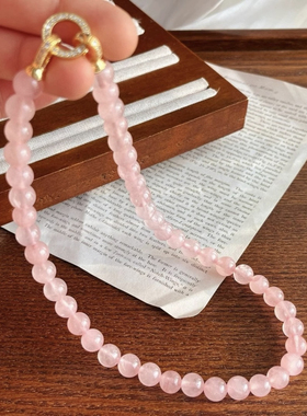 白茶清欢新中式粉色天然水晶串珠手链新款时尚感百搭闺蜜送礼物女