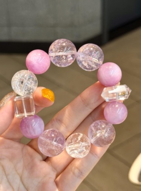 天然猫眼紫锂辉水晶原创手串搭配玻利维亚紫水晶阿塞多宝方糖手链