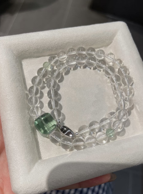 天然白水晶绿萤石项链女款锁骨链简约百搭时尚饰品礼物送女友闺蜜