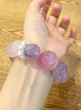 天然紫水晶手链女款猫眼石单圈时尚饰品礼物送女友闺蜜生日礼物