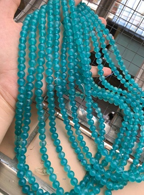 天然莫桑比克冰种天河石多圈手链蓝色水晶幸运多层手串圆珠女原创