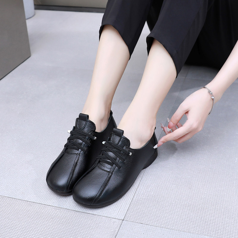 上海花牌真皮女鞋牛筋软底防滑中老年皮鞋深口平底单鞋舒适妈妈鞋,淘宝优惠券,粉丝福利购,淘宝优惠卷