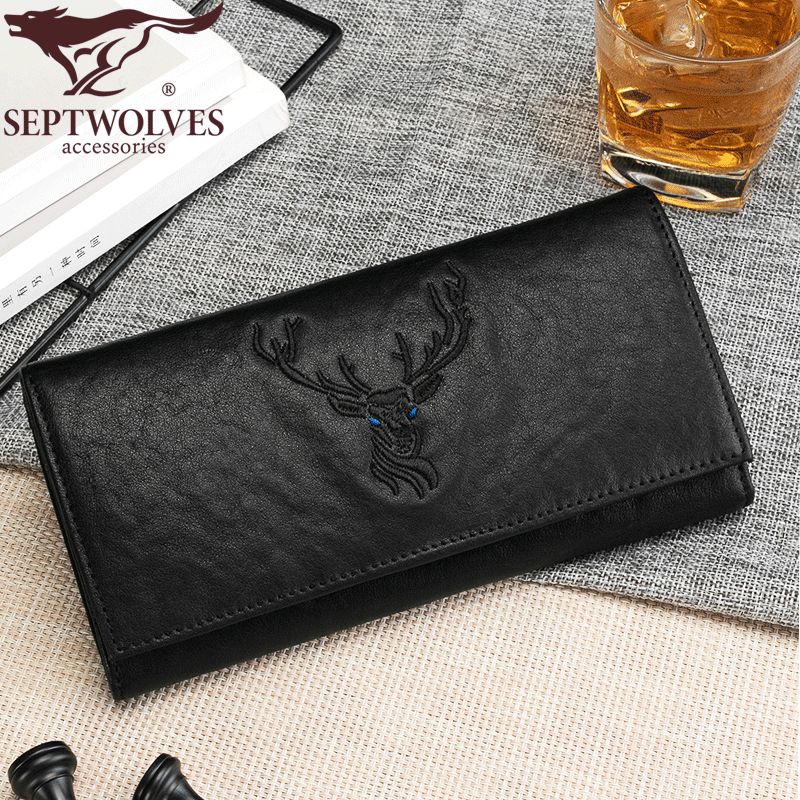 七匹狼男士长款2022新款手机包 七匹狼比高钱包