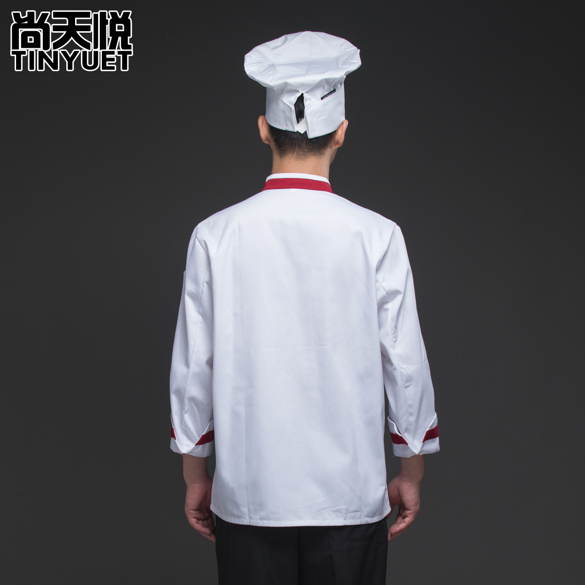 五星厨师服长袖餐厅后厨房厨师工作服酒店餐饮食堂厨师长袖秋冬装 - 图2