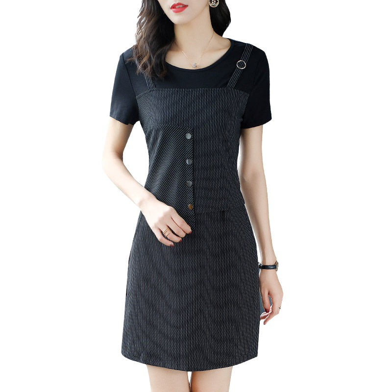 爱朴洋气大码女装mm条纹连衣裙 爱朴女装大码女装