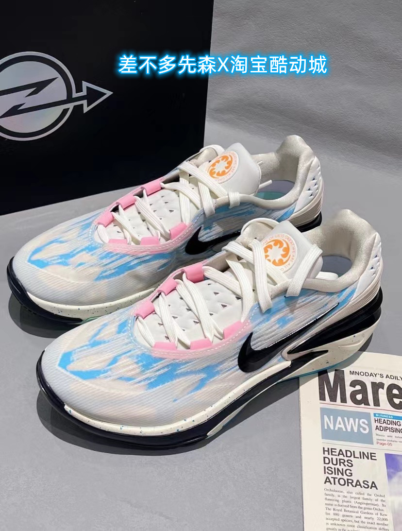 Nike/耐克Air Zoom GT Cut2 EP减震防滑男子篮球鞋白蓝DJ6013-104 - 图2