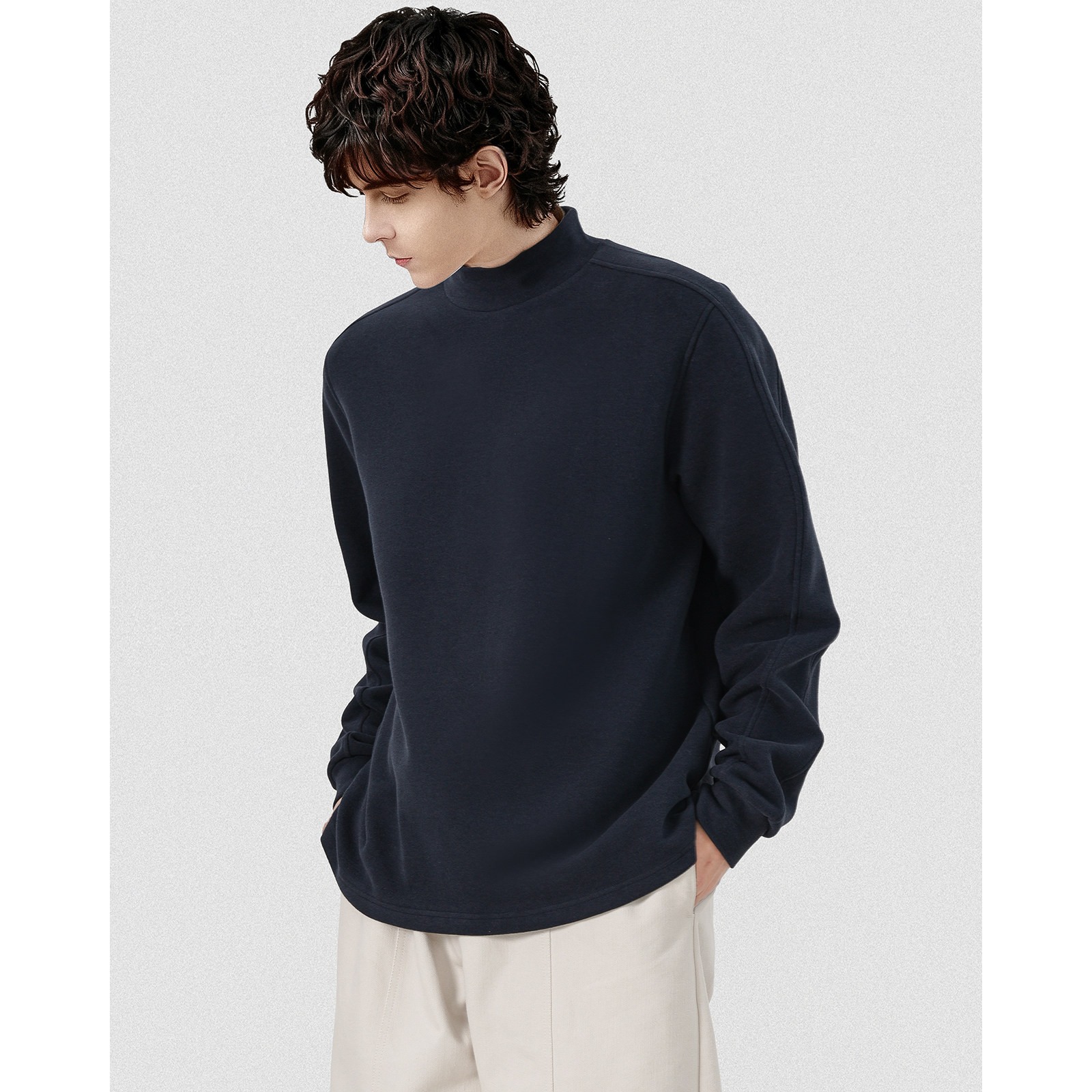 空气层羊毛衫半高领亲肤德绒抓绒长袖打底衫男秋冬保暖卫衣内搭男,淘宝优惠券,粉丝福利购,淘宝优惠卷