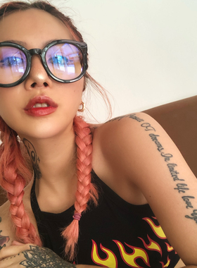 网红款复古风文艺大圆脸眼镜框