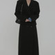 Tall black autumn and winter women's woolen coat