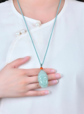 天然绿东陵玉观音吊坠