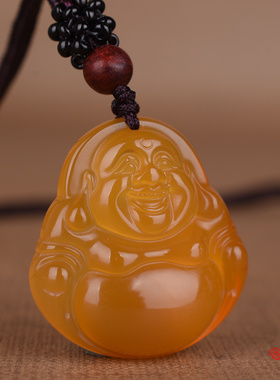 天然真品澳洲冰种玉髓弥勒佛