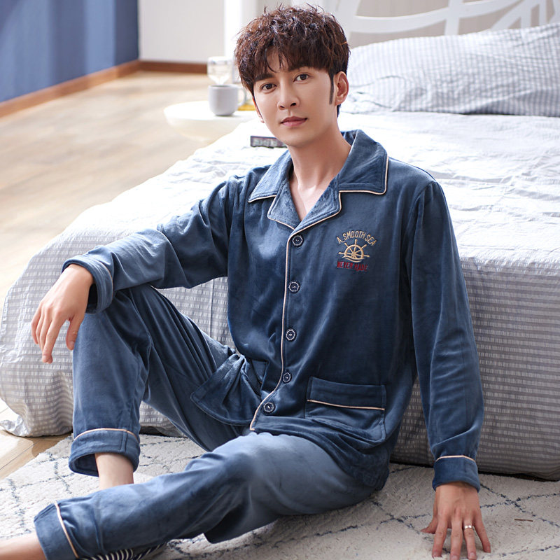 男士冬季珊瑚绒秋冬款加大码睡衣 依璐儿睡衣/家居服套装