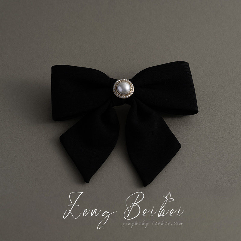 小香风蝴蝶结半扎发后脑勺发卡 气质黑色法式高级感弹簧夹子头饰,淘宝优惠券,粉丝福利购,淘宝优惠卷