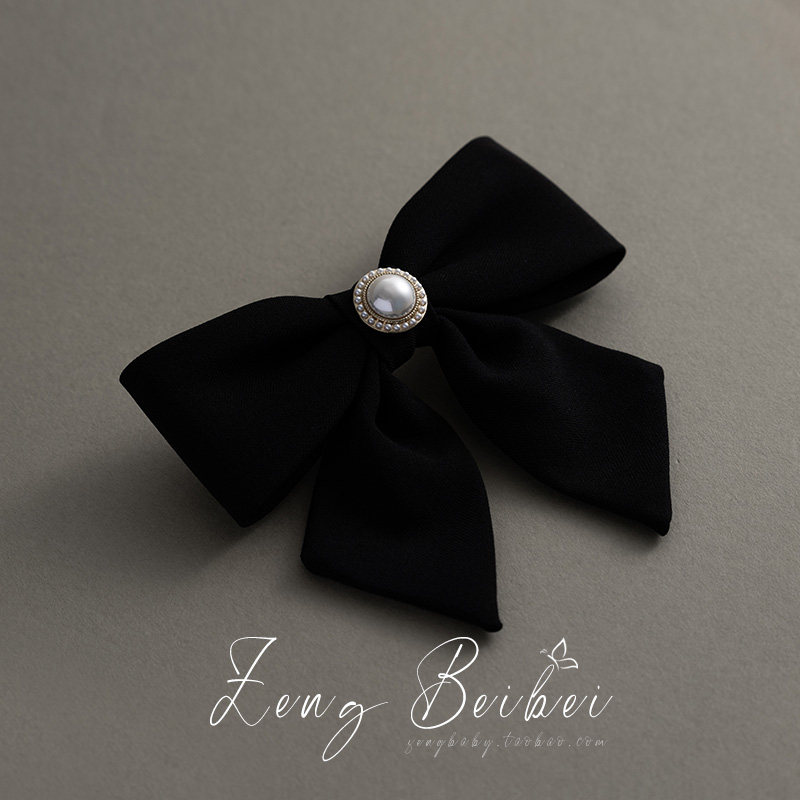 小香风蝴蝶结半扎发后脑勺发卡 气质黑色法式高级感弹簧夹子头饰,淘宝优惠券,粉丝福利购,淘宝优惠卷