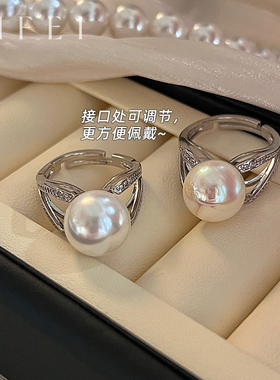 珍珠戒指女款轻奢高级感