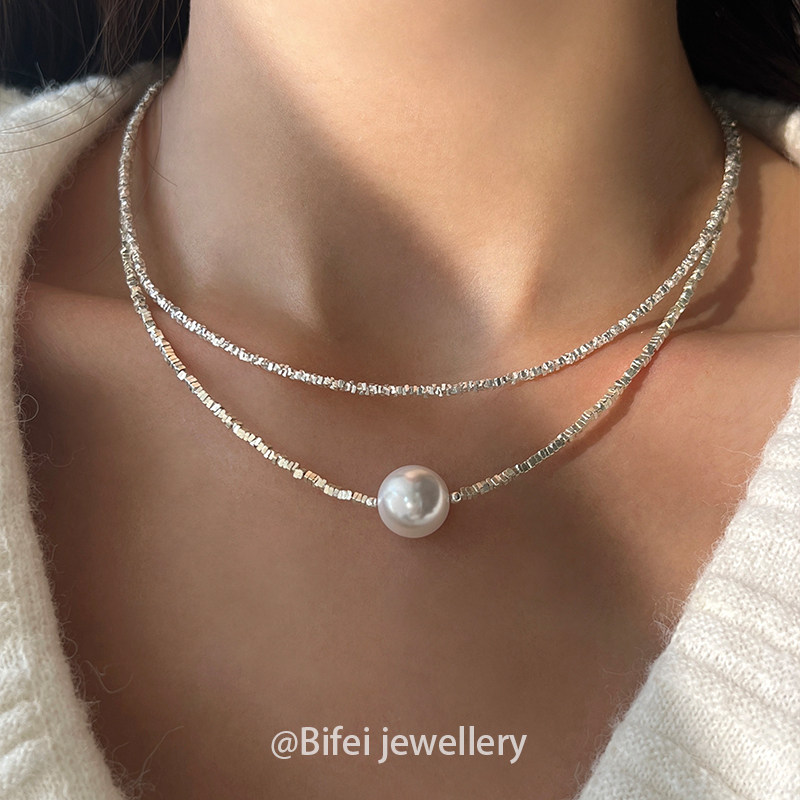碎银子施家真多麻珍珠项链轻奢叠戴夏天毛衣锁骨链s925纯银颈链女,淘宝优惠券,粉丝福利购,淘宝优惠卷