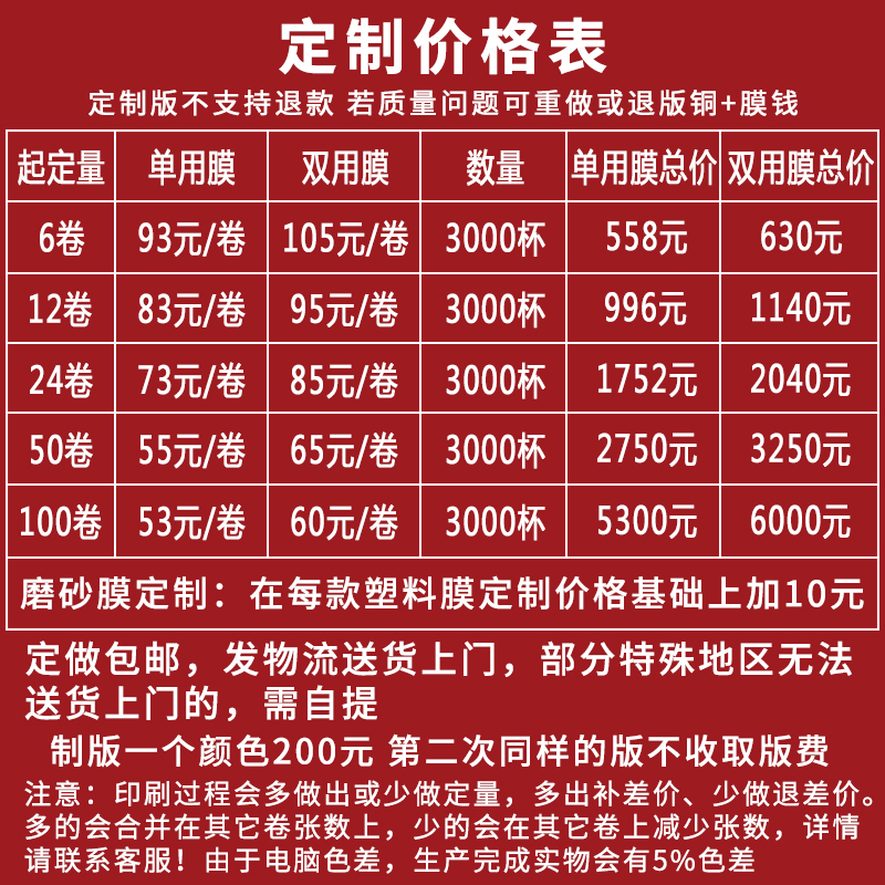 奶茶封口膜塑封纸塑通用两用大白塑膜豆浆杯3000张封杯膜定制专用 - 图2