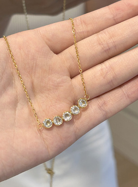 简约轻奢小众设计感微笑项链女微镶锆石时尚通勤不掉色百搭锁骨链