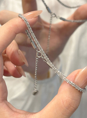 高级感波光粼粼银色麻花手链百搭