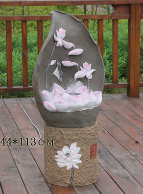 中式流水喷泉会所落地招财摆件