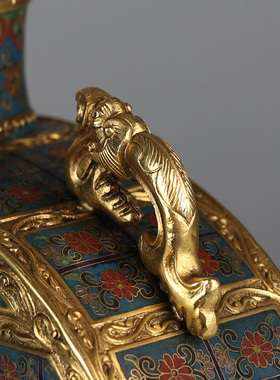 金丹青景泰蓝礼品摆件扁壶花瓶