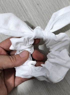 纯棉白色大肠发圈白胚蝴蝶结发饰