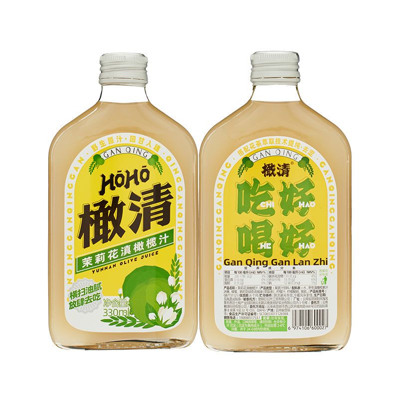 每日橄清茉莉花滇橄榄汁HOHO饮料330ml*6瓶装解腻果汁零添加蔗糖 - 图2