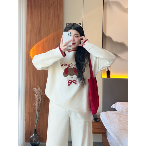 梵朵大码女装初春新款韩版减龄甜美针织毛衣宽松简约上衣女16667Y - 图1