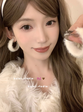 冬天白色毛毛甜美毛绒圆圈耳环显脸小耳饰耳环无耳洞蚊香盘耳夹