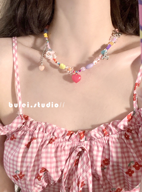 多巴胺女孩彩色串珠项链