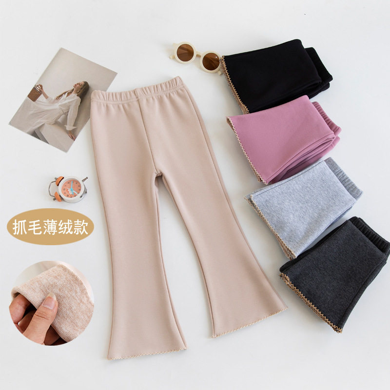 深秋初冬女童微喇打底裤秋外穿薄绒儿童黑喇叭裤秋冬女宝加绒裤子,淘宝优惠券,粉丝福利购,淘宝优惠卷