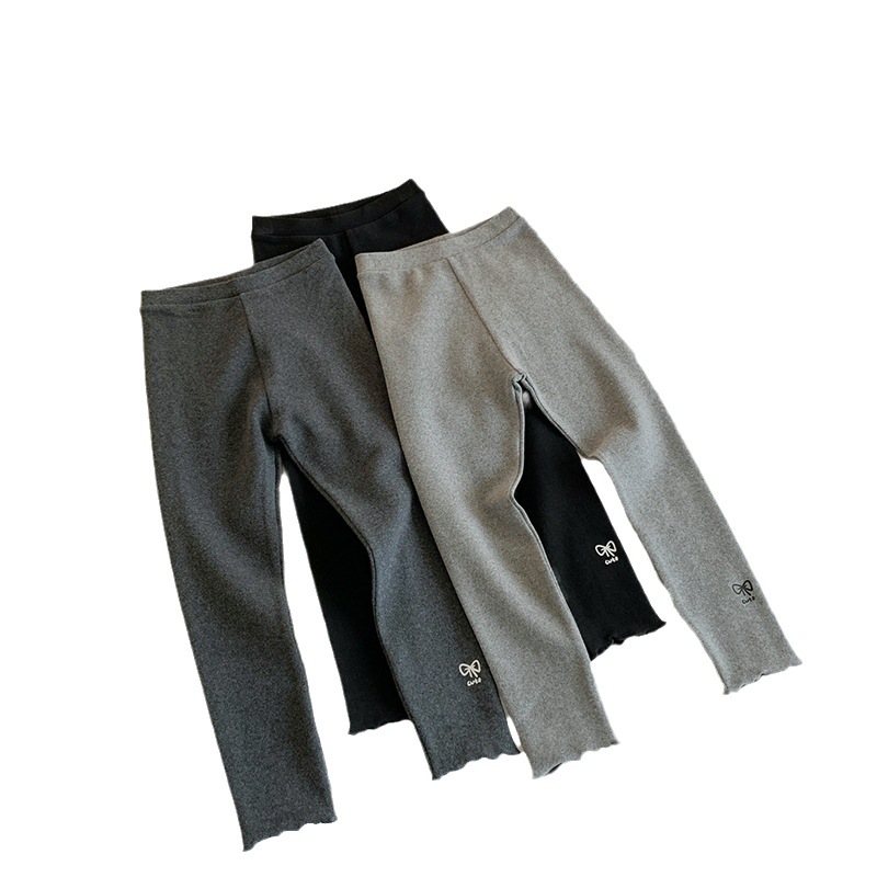 秋季新款女童打底裤纯棉儿童黑裤子秋冬外穿薄绒宝宝洋气修身长裤 - 图3