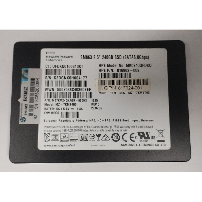 240G 6GSATA 816962 MK0240GFDKQ 服务器固态SSD 提供测报 - 图1