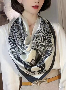 春夏秋冬缎面韩版男女印花围巾礼