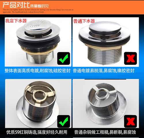 特价 浴缸下水器全铜弹跳芯脚踩式 浴缸排水器 淋浴房木桶 包邮 - 图1