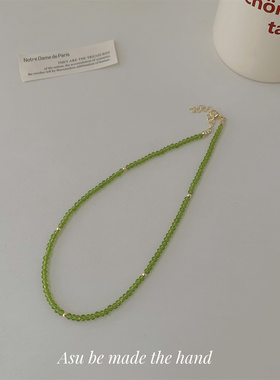 气质绿色水晶串珠项链女