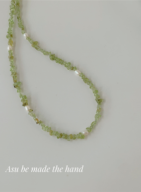 百搭气质绿色橄榄晶锁骨链