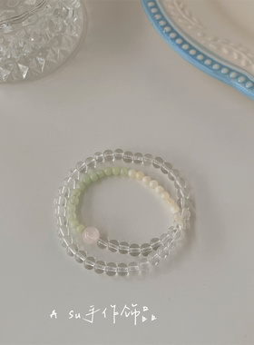 叠戴手串透明水晶珠手链女