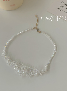 超仙白色颈带锁骨链珍珠项链