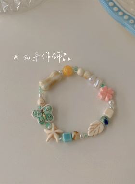 Asu手工自制~甜美彩色串珠手链女