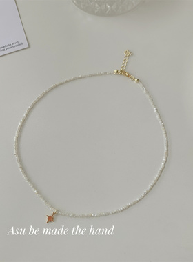 贝壳珠颈链彩色蓝色项链女