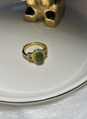 和田玉碧玉活口戒指一枚合金镶嵌高档大气送礼佳品