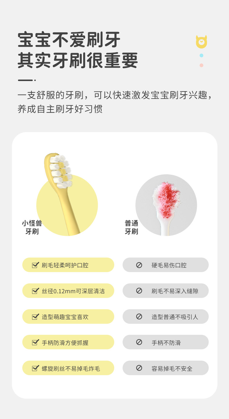 纳美儿童牙刷2-3-6-8-12岁以上细软毛护龈宝宝小孩学生卡通三支装-图2