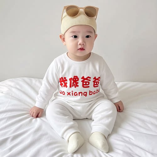 0-3月婴儿连体衣长袖爬小月龄春秋季A类纯棉男女宝宝满月衣服米K - 图1