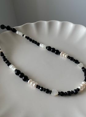 孤品| 原创设计手作珍珠玛瑙贝壳百搭秋冬冷淡系复古气质项链女