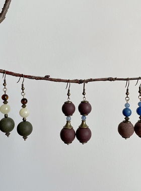 微瑕古法中药合香珠 | 原创设计纯手工复古百搭简约气质耳环耳夹